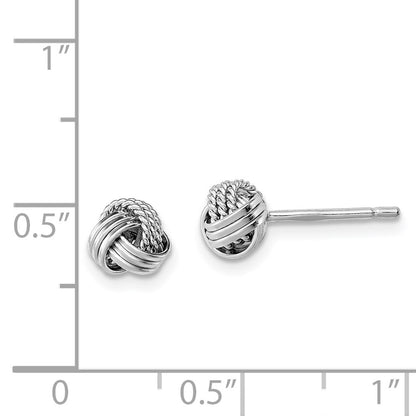 Sterling Silver Rhodium-Plated Triple Knot Rope Post Earrings