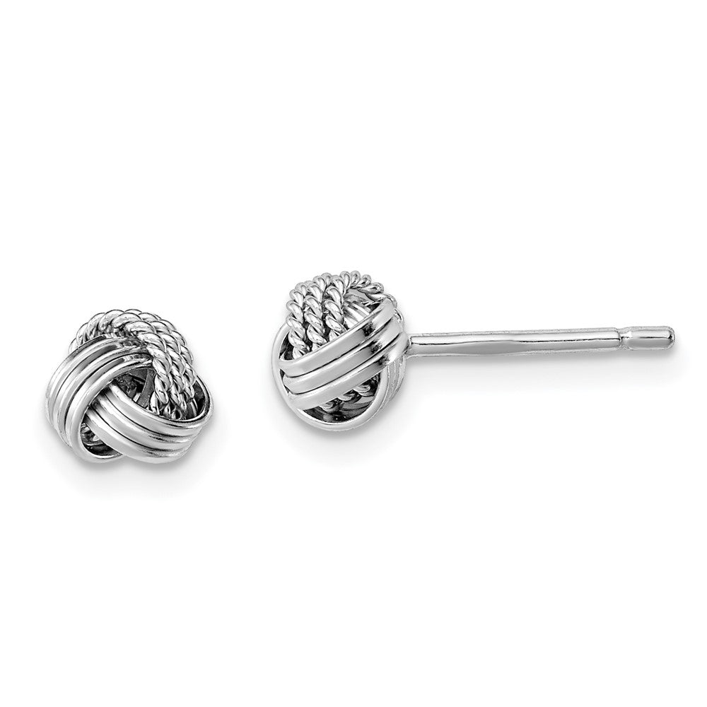 Sterling Silver Rhodium-Plated Triple Knot Rope Post Earrings