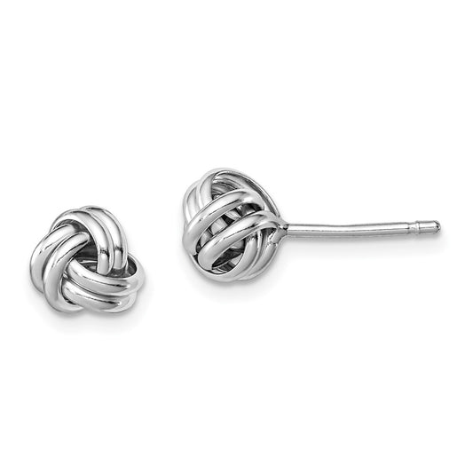 Sterling Silver Rhodium-Plated Double Knot Post Earrings