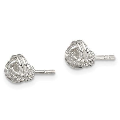 Sterling Silver Polished And Textured Knot Post Earrings