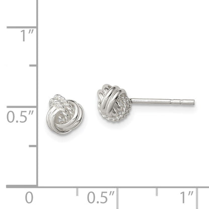 Sterling Silver Polished And Textured Knot Post Earrings