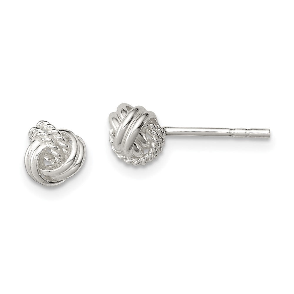 Sterling Silver Polished And Textured Knot Post Earrings