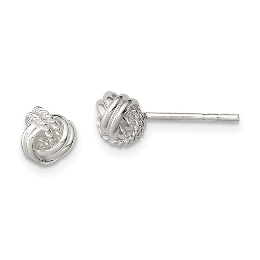 Sterling Silver Polished And Textured Knot Post Earrings