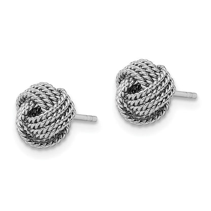 Sterling Silver Rhodium-Plated Rope Knot Post Earrings