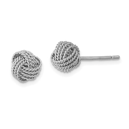 Sterling Silver Rhodium-Plated Rope Knot Post Earrings
