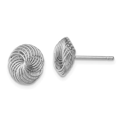 Sterling Silver Rhodium-Plated Polished Twisted Knot Post Earrings