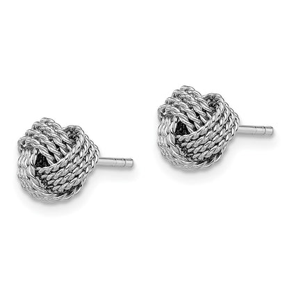 Sterling Silver Rhodium-Plated Polished And Twisted Knot Earrings