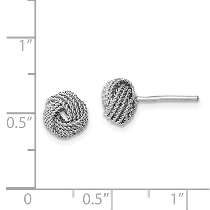 Sterling Silver Rhodium-Plated Polished And Twisted Knot Earrings