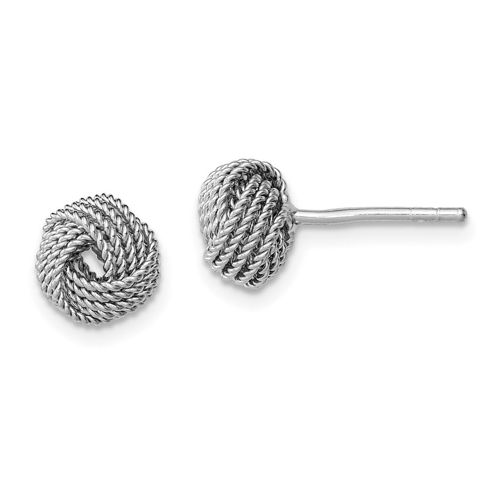 Sterling Silver Rhodium-Plated Polished And Twisted Knot Earrings