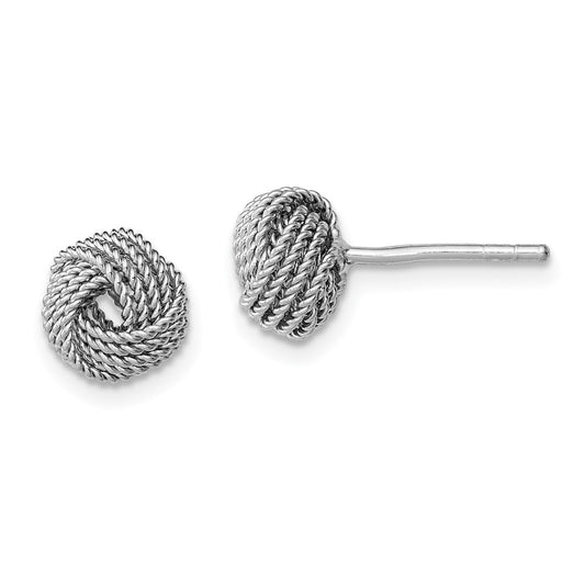 Sterling Silver Rhodium-Plated Polished And Twisted Knot Earrings