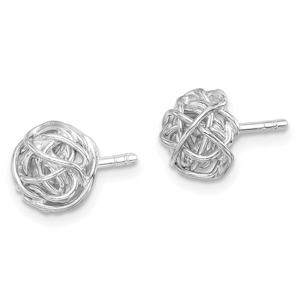 Sterling Silver Rhodium-Plated Polished Knot 7.5mm Post Earrings