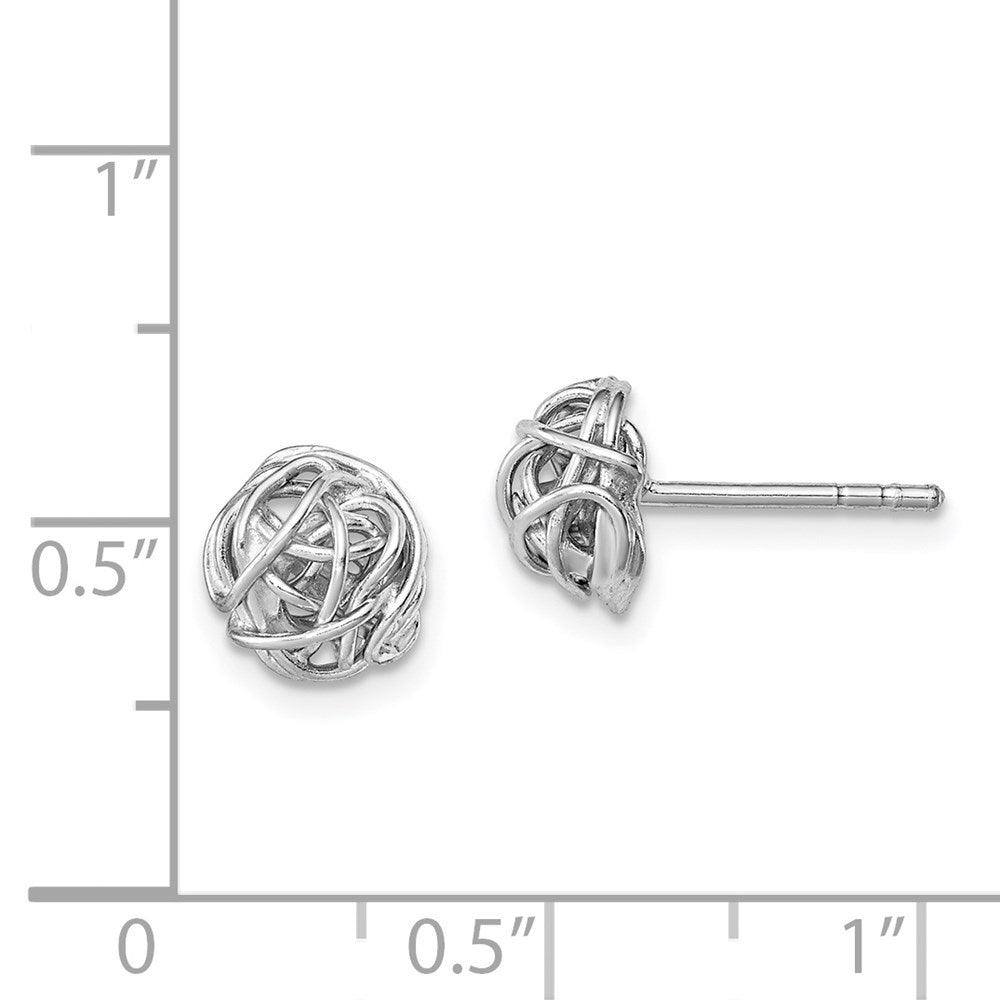 Sterling Silver Rhodium-Plated Polished Knot 7.5mm Post Earrings