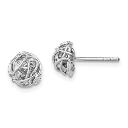Sterling Silver Rhodium-Plated Polished Knot 7.5mm Post Earrings