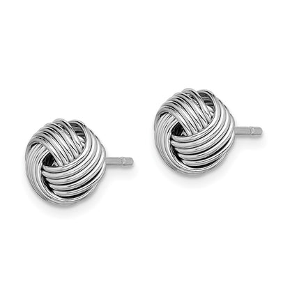 Sterling Silver Rhodium-Plated Polished Twisted Knot Bead Post Earrings