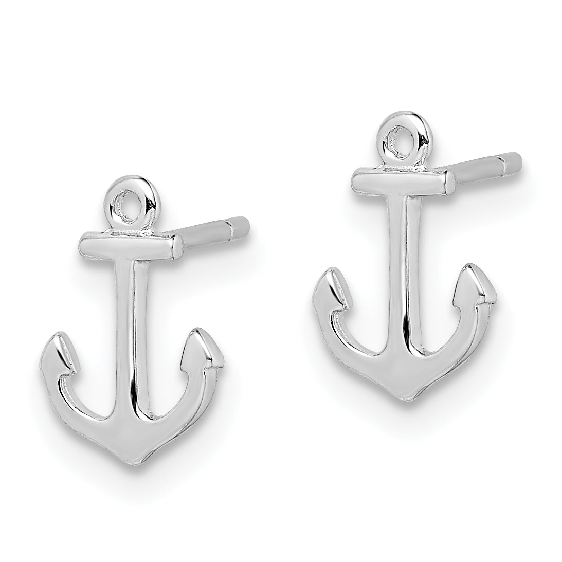 Sterling Silver Rhodium-Plated Polished Anchor Post Earrings