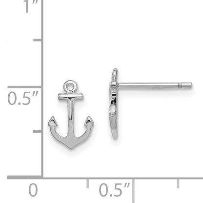 Sterling Silver Rhodium-Plated Polished Anchor Post Earrings
