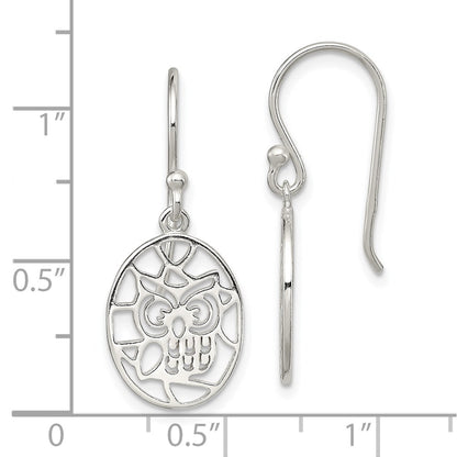 Sterling Silver Cut-Out Owl Shepherd Hook Earrings
