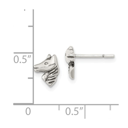 Sterling Silver Polished And Antiqued Horse Post Earrings