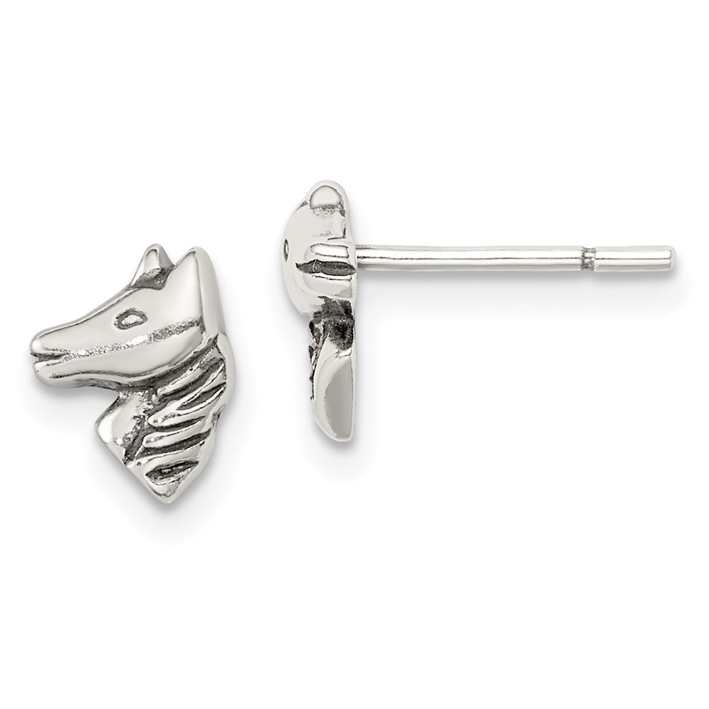 Sterling Silver Polished And Antiqued Horse Post Earrings