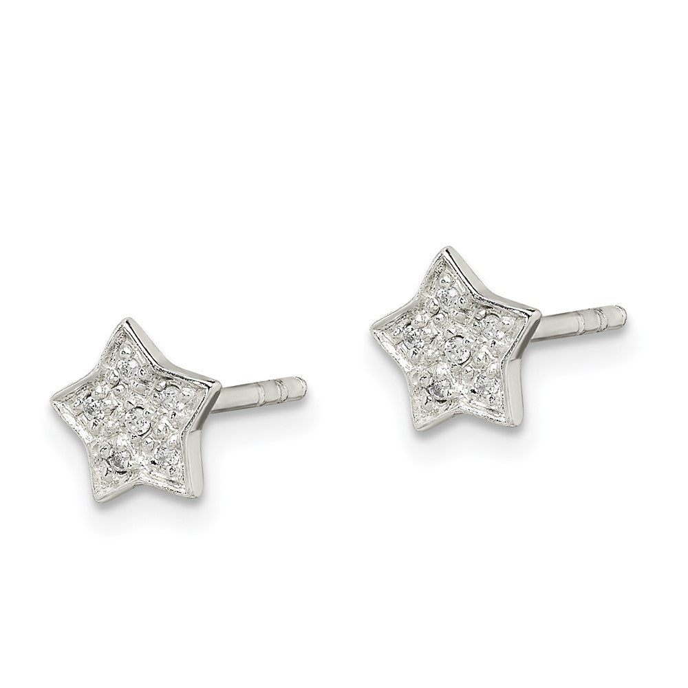 Sterling Silver Cz Star Post Earrings