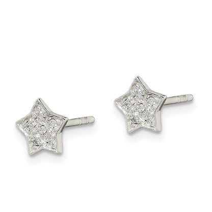 Sterling Silver Cz Star Post Earrings