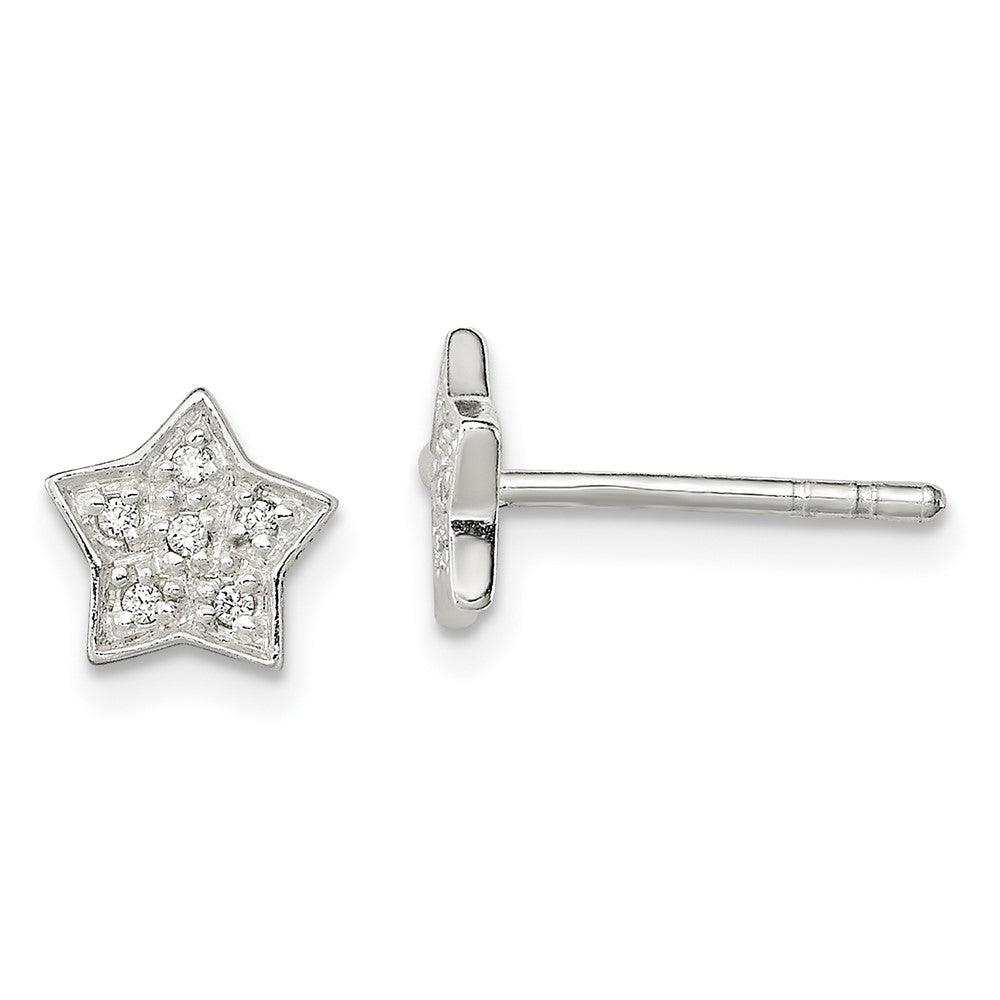 Sterling Silver Cz Star Post Earrings