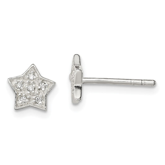 Sterling Silver Cz Star Post Earrings