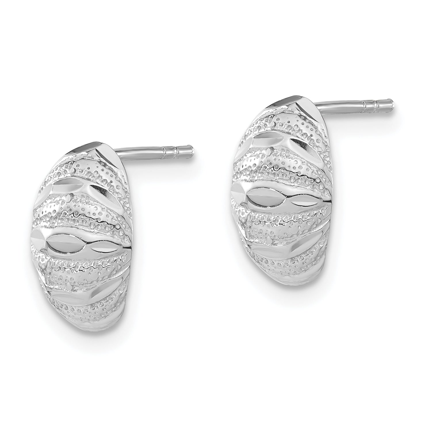 Sterling Silver Polished Diamond-Cut & Textured Post Earrings