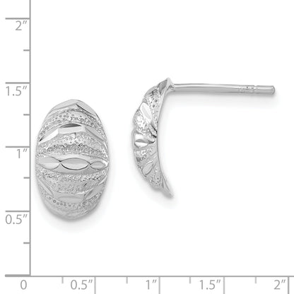 Sterling Silver Polished Diamond-Cut & Textured Post Earrings
