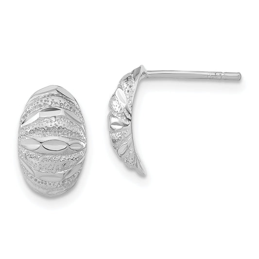 Sterling Silver Polished Diamond-Cut & Textured Post Earrings