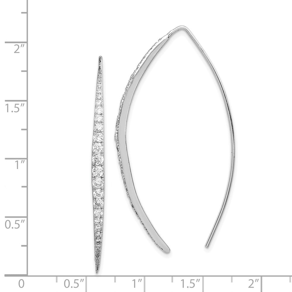 Sterling Silver Rhodium-Plated Cz Threader Earrings