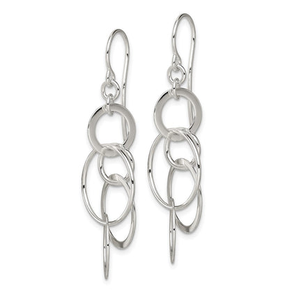 Sterling Silver Polished Intertwined Circles Dangle Earrings