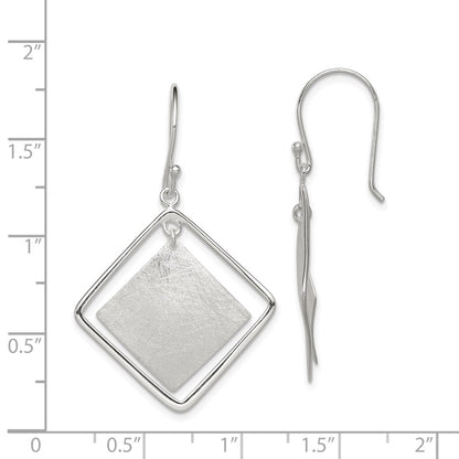 Sterling Silver Polished & Textured Double Square Dangle Earrings