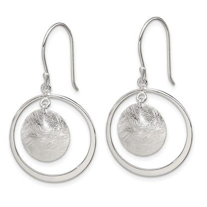 Sterling Silver Polished & Brushed Circles Dangle Earrings