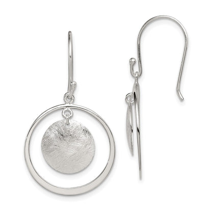 Sterling Silver Polished & Brushed Circles Dangle Earrings