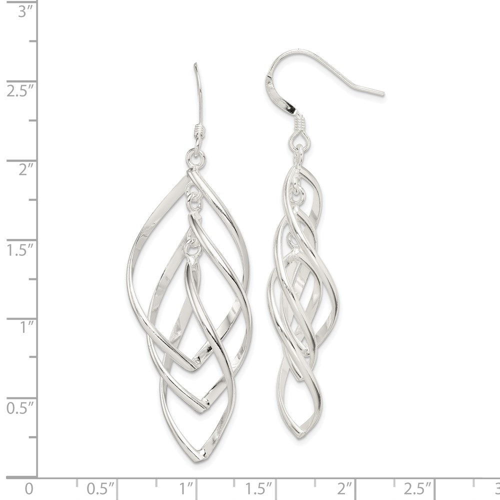 Sterling Silver Polished & Twisted Dangle Earrings