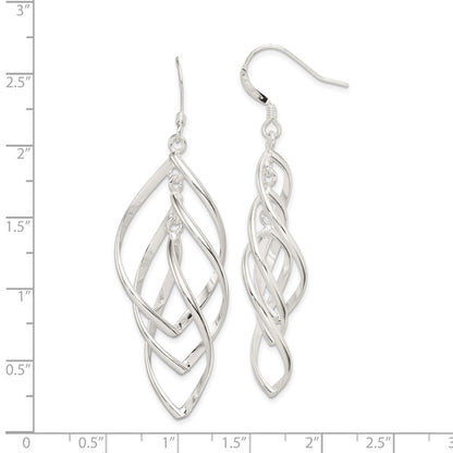 Sterling Silver Polished & Twisted Dangle Earrings