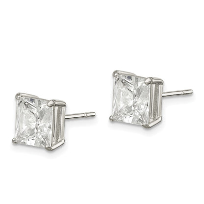 Sterling Silver Polished 7mm Princess Cz Stud Earrings