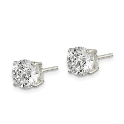 Sterling Silver Polished 7mm Round Cz Stud Earrings