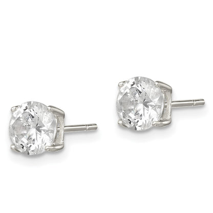 Sterling Silver Polished 6mm Round Cz Stud Earrings