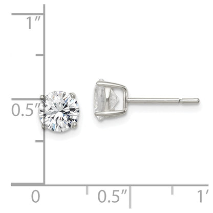 Sterling Silver Polished 6mm Round Cz Stud Earrings