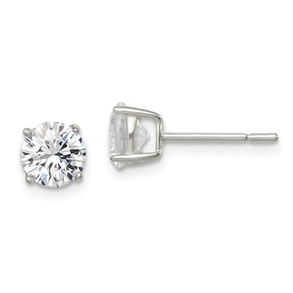 Sterling Silver Polished 6mm Round Cz Stud Earrings