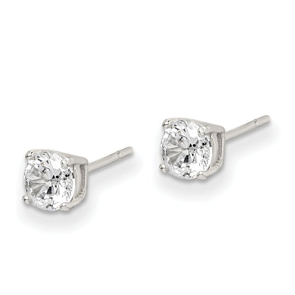 Sterling Silver Polished 5mm Round Cz Stud Earrings