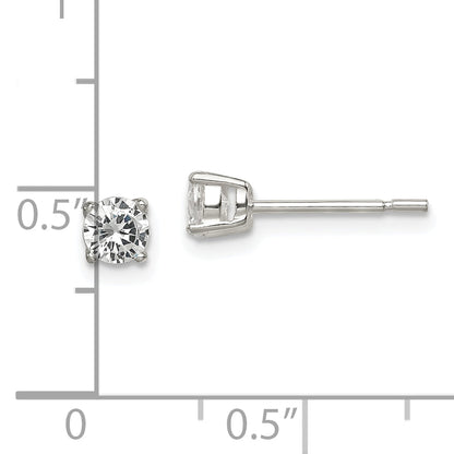 Sterling Silver Polished 4mm Round Cz Stud Earrings