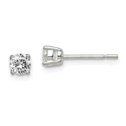 Sterling Silver Polished 4mm Round Cz Stud Earrings