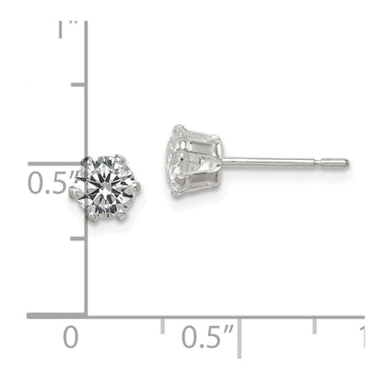 Sterling Silver Polished 5mm Round Cz Stud Earrings
