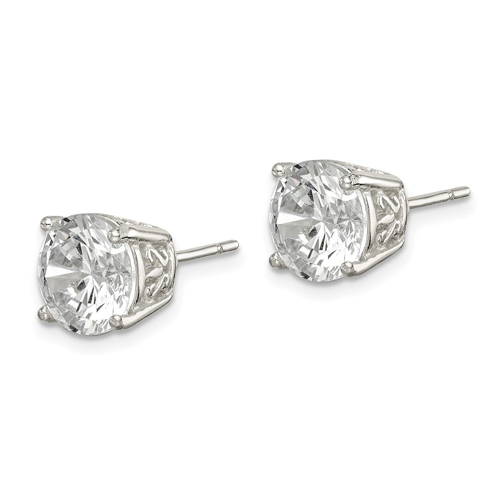 Sterling Silver Polished 8mm Round Cz Swirl Basket Set Stud Earrings