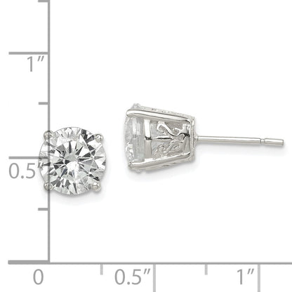 Sterling Silver Polished 8mm Round Cz Swirl Basket Set Stud Earrings