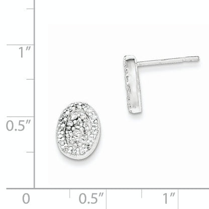 Sterling Silver Polished Oval Cz Post Earrings