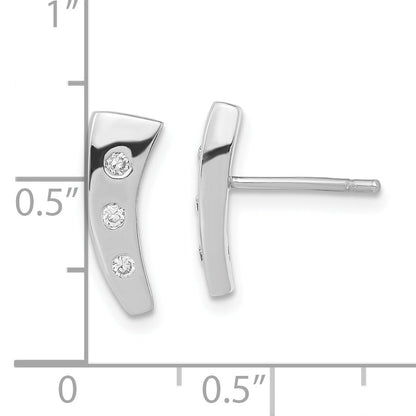 Sterling Silver Polished Cz Post Earrings